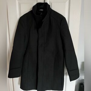 Zara Men's Black Canvas Trench Coat Size L
